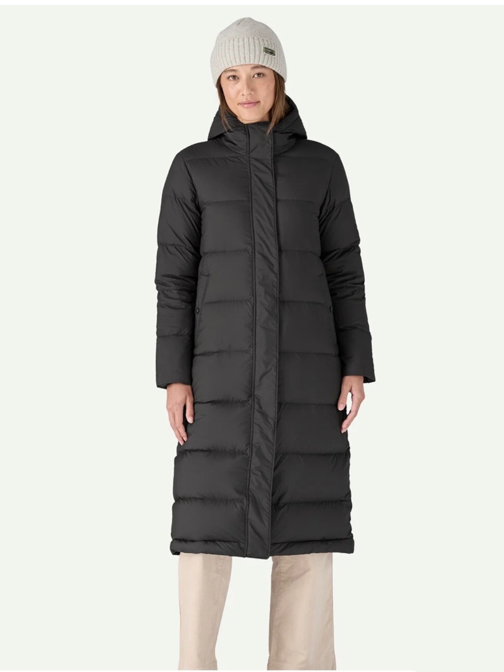 PATAGONIA Women's Silent Down Long Parka. Black. Small EUC